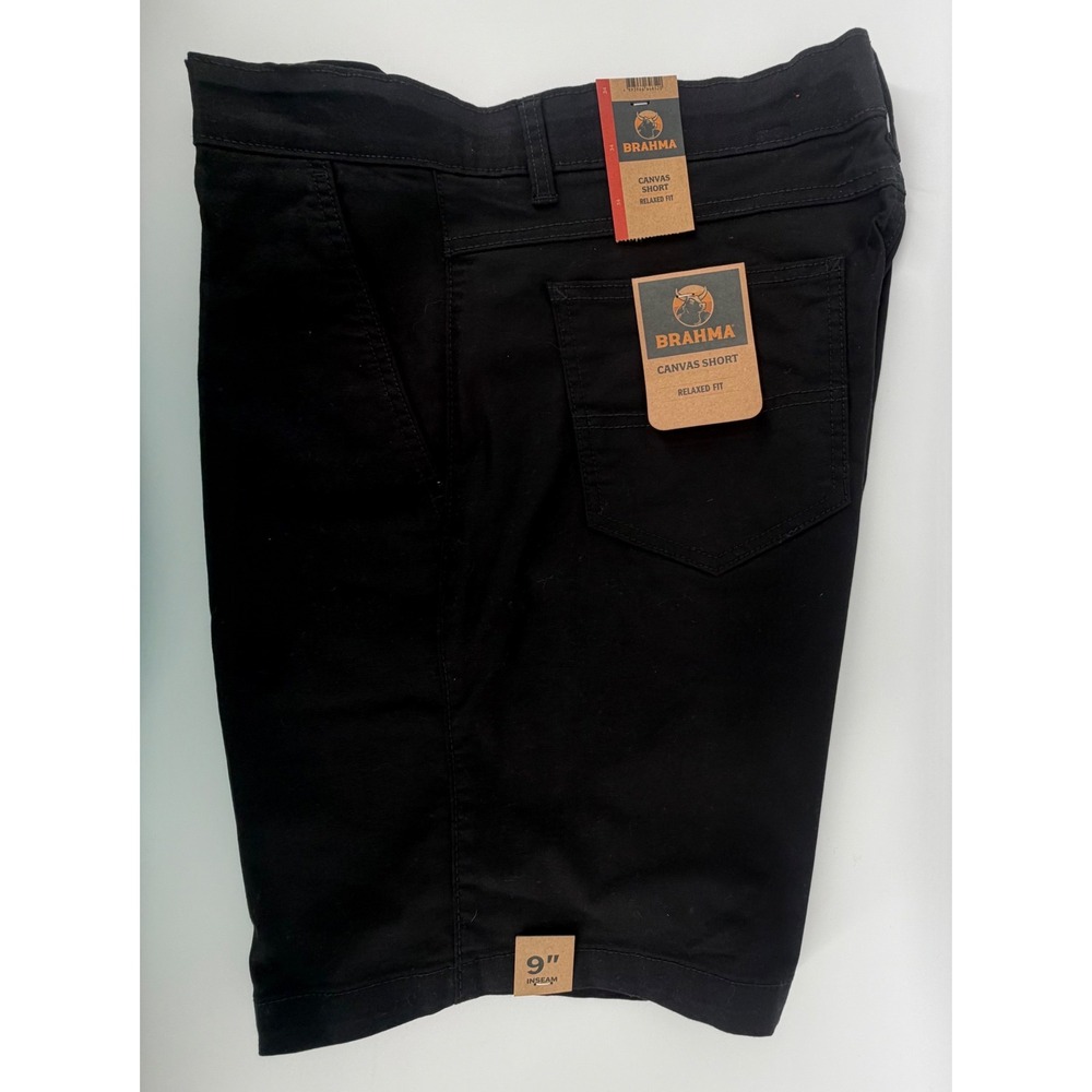 Brahma Mens 34 Black Canvas Shorts Relaxed Fit 9 Inch Inseam WM28074609-1124 NWT
